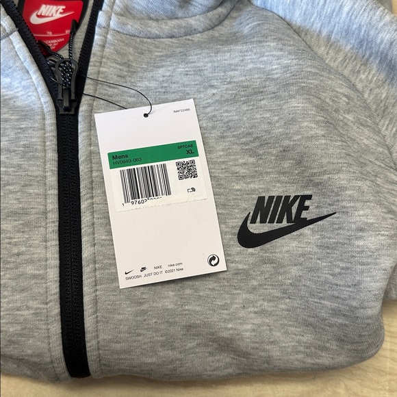 NIKE FLEECE ZIP UP HOODIE GREY - XL - Picture 8 of 8